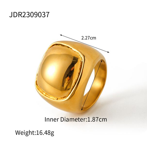 Anello simmetrico regolare in oro a doppio strato in stile Instagram, anello in acciaio inossidabile versatile e resistente allo sbiadimento_voghion.com