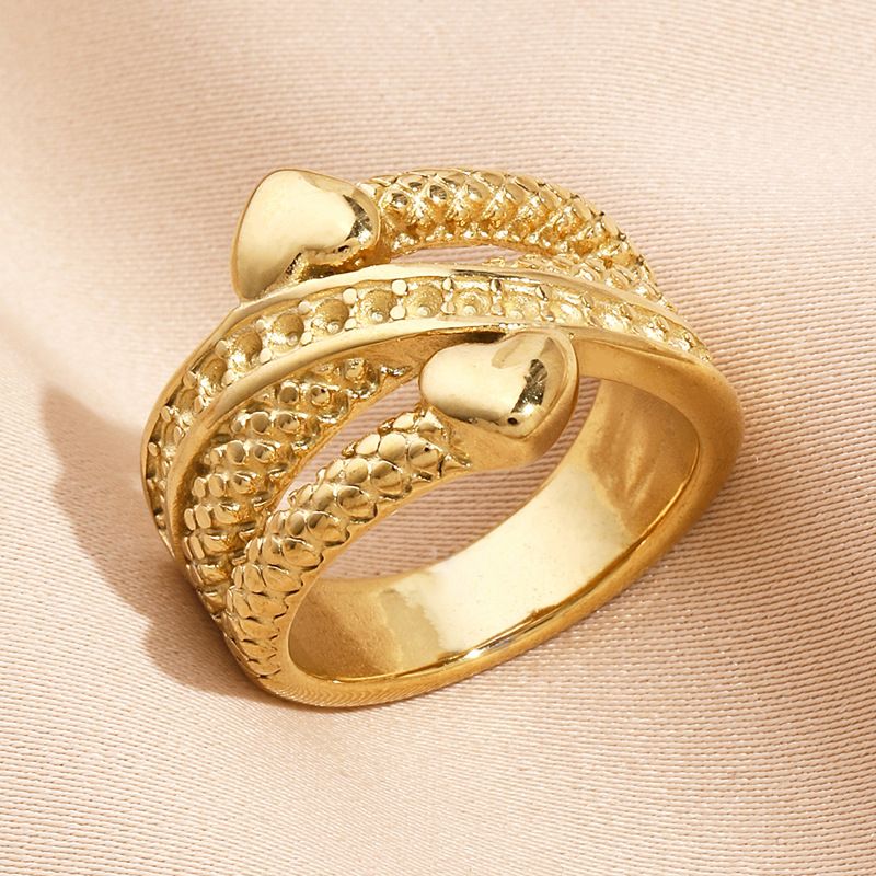 New titanium steel jewelry with niche esign an casting of ouble heart-shape cross threa wining ring without_voghion.com