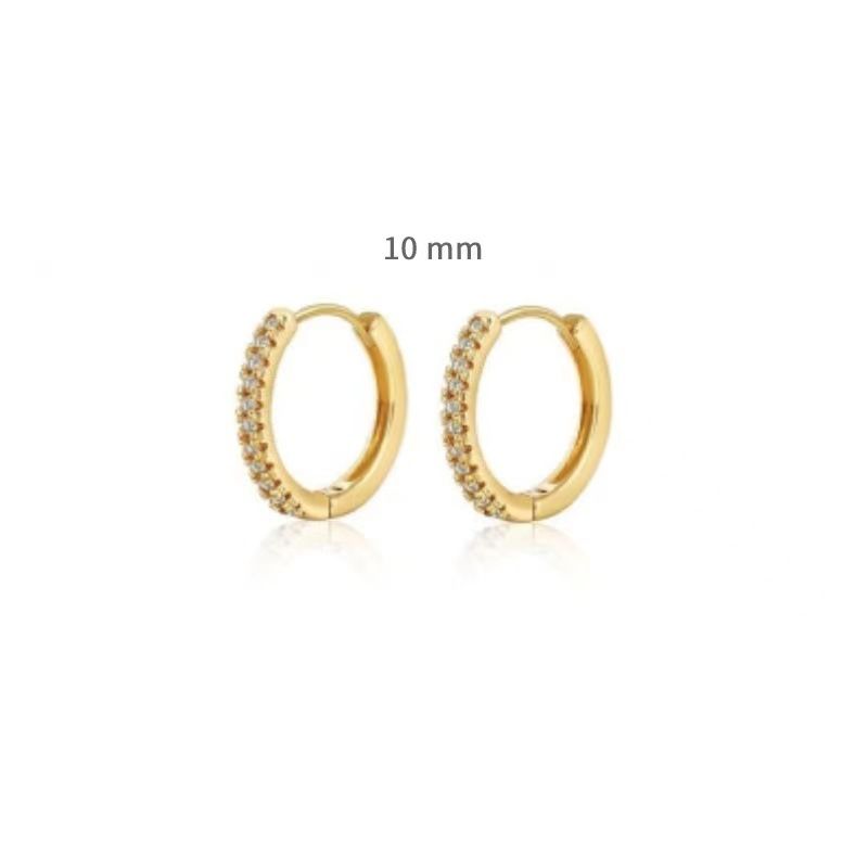 Set di quattro orecchini da donna in ottone placcato oro vero, semplici orecchini a cerchio intarsiati con zirconi, in saldo_voghion.com