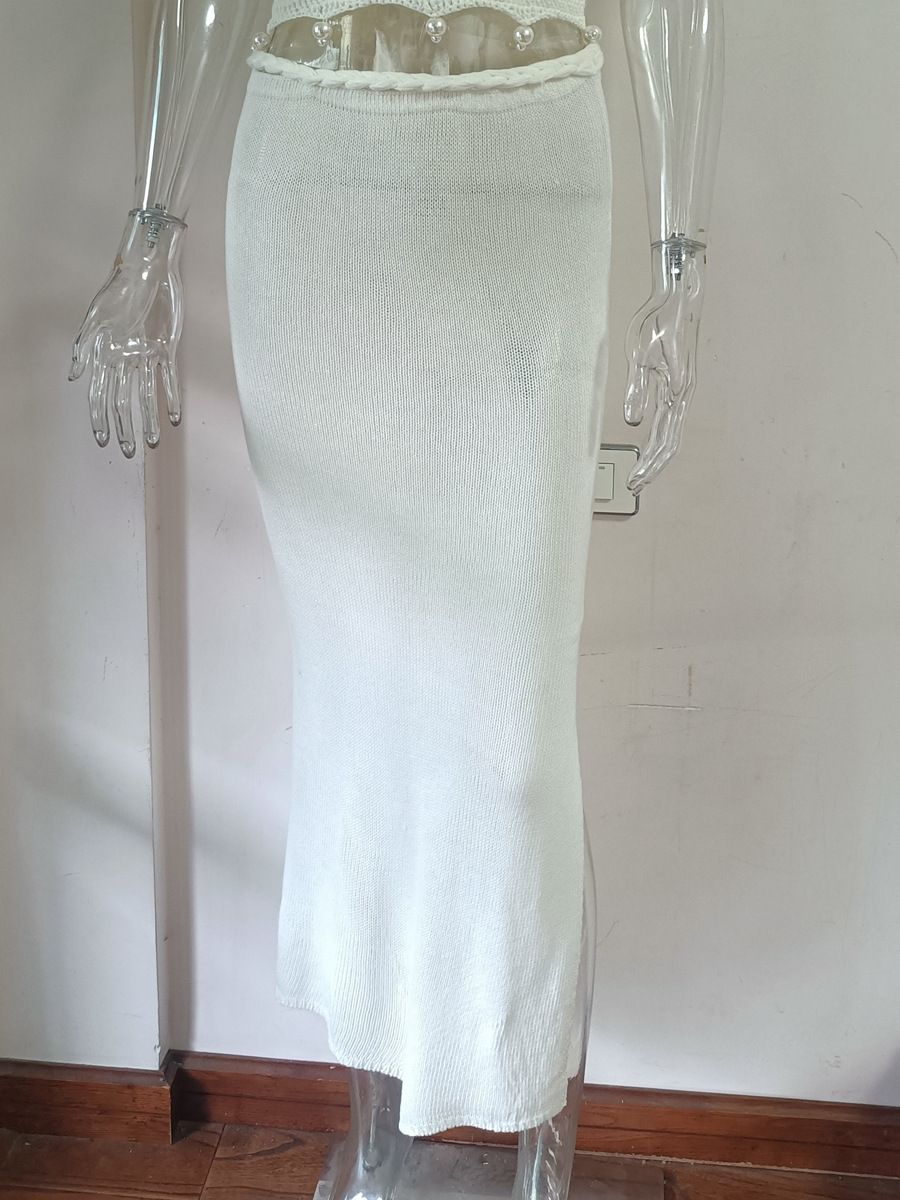 Zomerse handgemaakte gehaakte kanten top en rokset - Boho Chic witte outfit voor dames, S/M/L_voghion.com