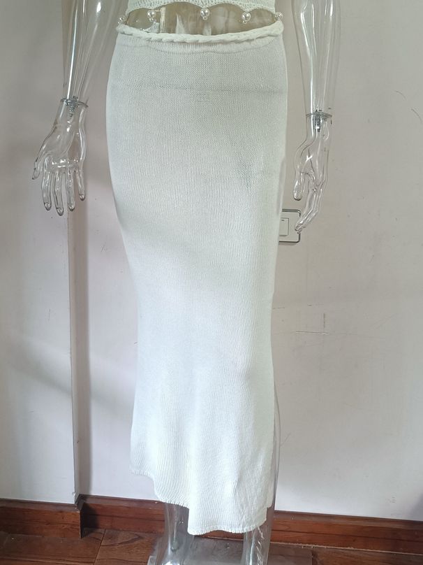 Zomerse handgemaakte gehaakte kanten top en rokset - Boho Chic witte outfit voor dames, S/M/L_voghion.com