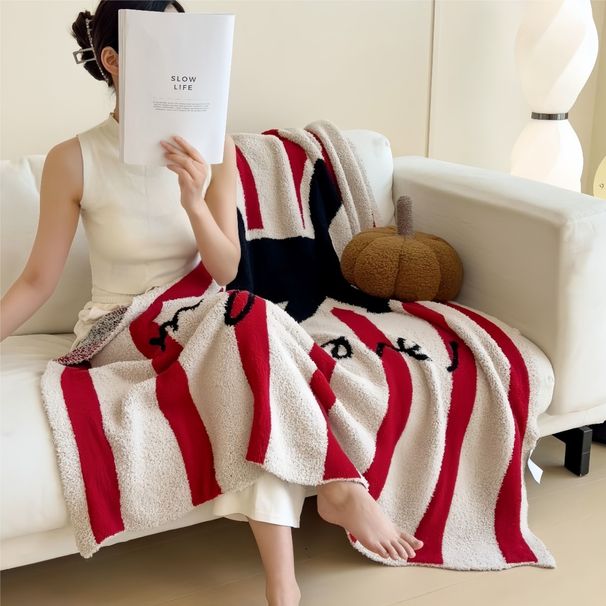 Halbflorige, gestrickte Sofadecke, doppelseitig, warme Fleecedecke für Büro und Sofa, Neuheit 2025_voghion.com