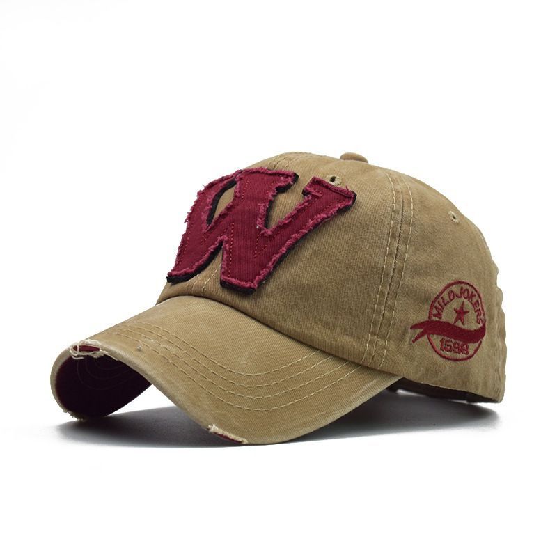 Letters W Baseball Cap Outdoor Retro Wash Old Do Not Lose Colour Sun Hockey Back Strap Hat Men Women_voghion.com