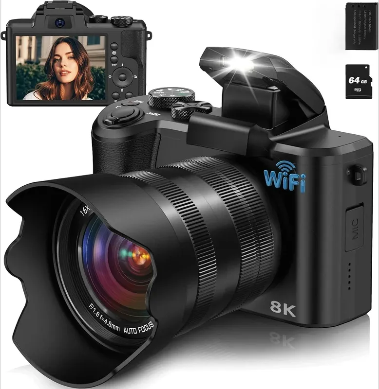 Cámara digital 8K de 88 MP para fotografía con WiFi y pantalla táctil, zoom 16X para vlogs._voghion.com