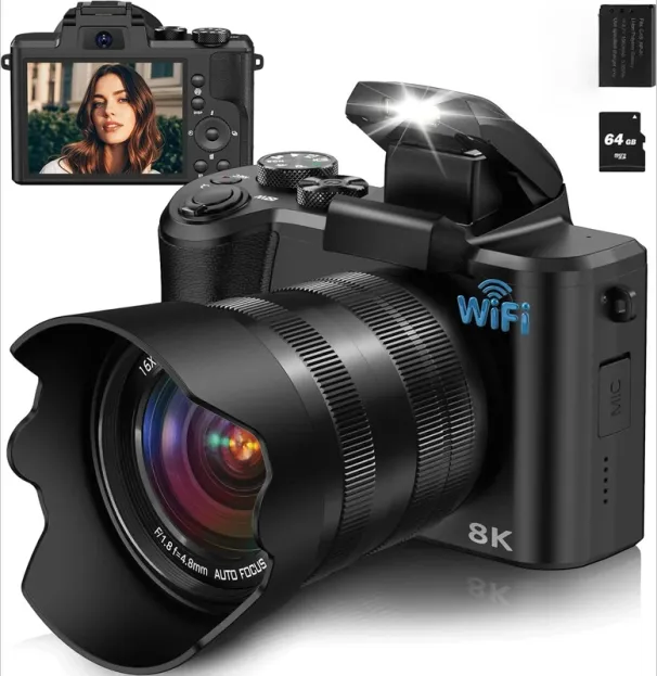 Cámara digital 8K de 88 MP para fotografía con WiFi y pantalla táctil, zoom 16X para vlogs._voghion.com
