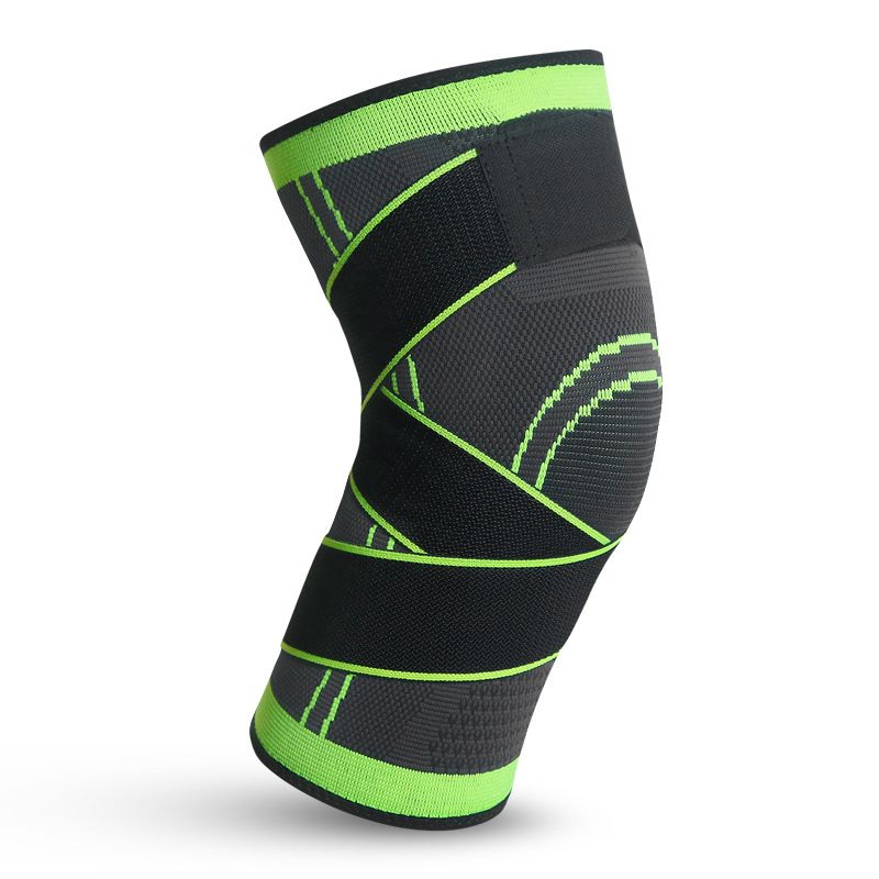 Sportcompressie gebreide kniebeschermers hardlopen fietsen basketbal ademende kniebeschermers met bandjes outdoor fitness bergbeklimmen kniebeschermers_voghion.com