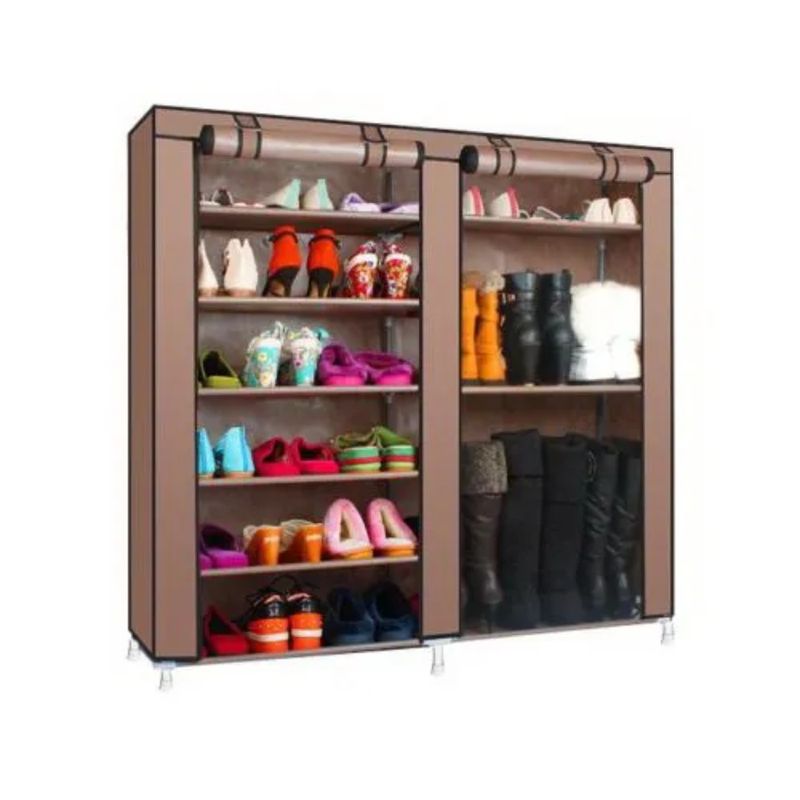 Double Cabinet Storage Shoe Rows Home Organizer Rack Shelf Closet_voghion.com