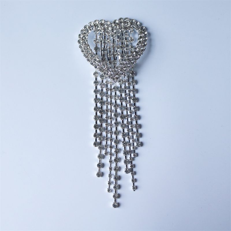 Accesorii de păr, lanț de păr luxos și versatil cu ciucuri, accesorii de păr în formă de inimă cu strasuri la modă, lanț de păr_voghion.com