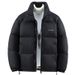 "Korean Streetwear Puffer Jacket – Winter-Ready Stand Collar Polyester Coat For Men (7 Sizes, Matte Black & Coffee Options)"_voghion.com