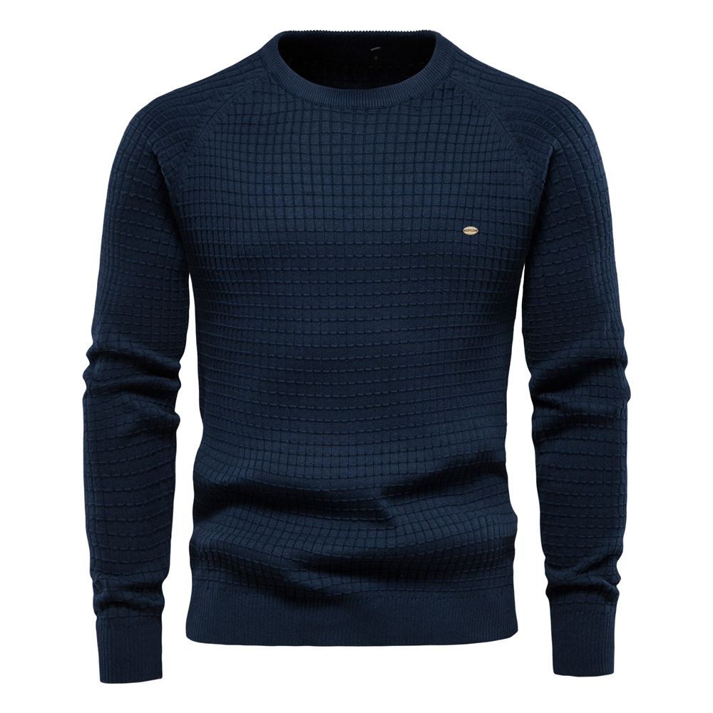 Pullover Herren Bottom Plaid Pullover Strickpullover Herren Hochelastisch_voghion.com