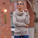 Maglione oversize da donna con collo alto - Pullover a maniche lunghe in morbido misto cotone, top tunica casual dalla vestibilità comoda (nero/verde/grigio/viola/rosso)_voghion.com