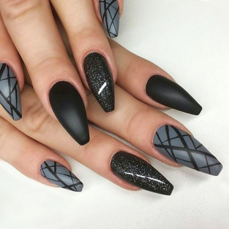 Long 24Pcs False Nails Marble Grain Design Shiny Love Pattern Fake Nails With Glue Full Cover Press On Nails M_voghion.com