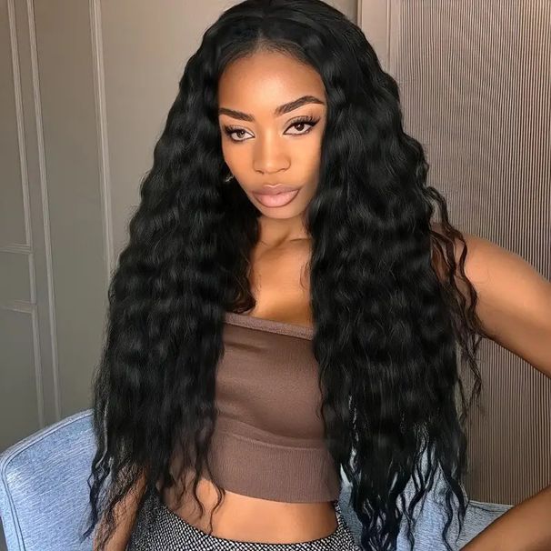 Keskmise lahkumisega maisikommidega lokkis parukas must keemilisest kiust kõrge temperatuuriga siidist kohev naturaalne täispeakate_voghion.com