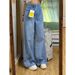 Light Blue Jeans Wom, Draped Wide-Leg Pants, Summer 2024, Plus Size, Straight-Leg Floor-Lgth Pants For Plus-Size_voghion.com
