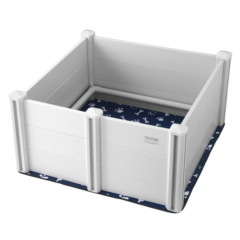 VEVOR Dog Whelping Box 38.6x38.6x18.1in PVC With Rails Pee Pad For Dogs Puppies_voghion.com
