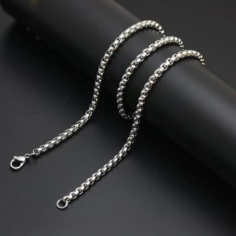 Herrenschmuck Quadratische Perle Titan Stahl Halskette Hip Hop Einfache Mode Alle Match Pullover Kette DIY Zubehör Nicht_voghion.com