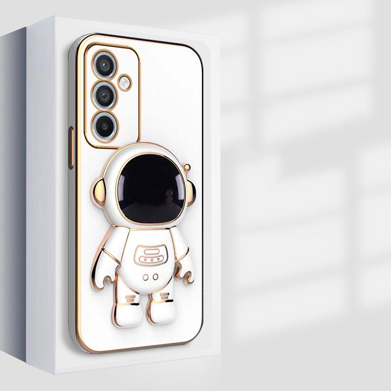 Astronaut Bracket Plating Phone Holder Case for Samsung Galaxy A14 A24 A34 A54 A04 A04E F13 M13 4G 5G Silicone Cover_voghion.com