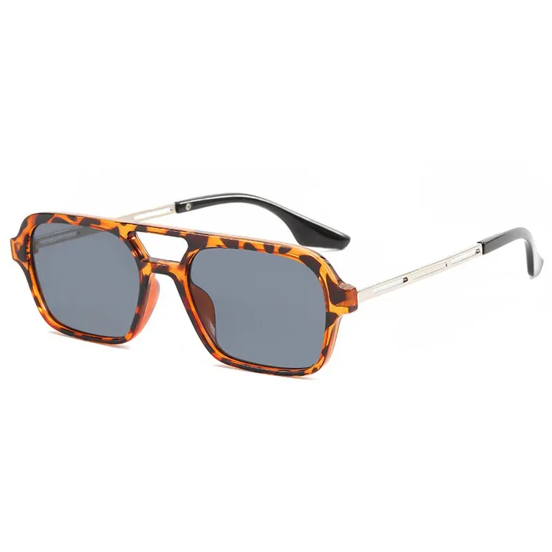 Nowości Małe kwadratowe okulary przeciwsłoneczne damskie Vintage Hollow Leopard Blue Oculos De Sol damskie markowe designerskie modne okulary przeciwsłoneczne_voghion.com