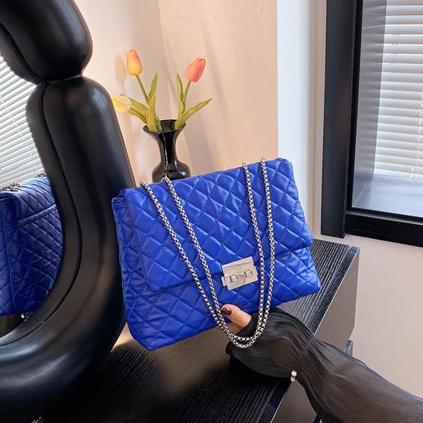 Borsa a tracolla con catena ricamata, grande capacità, stile tendenza, con catena di diamanti testurizzata, per pendolari, per donne_voghion.com