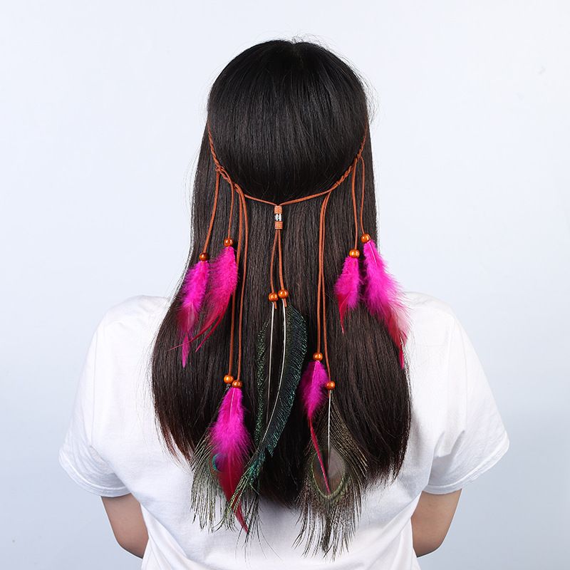 Ornamento per capelli con piume di pavone: fascia per capelli in stile vintage indiano, accessorio per capelli in stile etnico boho, perfetto per feste, spettacoli e festival._voghion.com