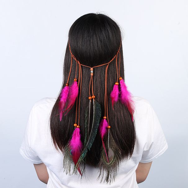 Ornamento per capelli con piume di pavone: fascia per capelli in stile vintage indiano, accessorio per capelli in stile etnico boho, perfetto per feste, spettacoli e festival._voghion.com