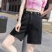 Retro-Jeansshorts für Damen im Sommer, neue hohe Taille, weites Bein, schlankes Design, gerade kurze Jeans_voghion.com
