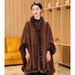Women's Shawls Autumn And Winter New Woolen Coat Plus Velvet Thickening Fashionable Fur Collar Warm Loose Large Size Cloak Shawl Outer Wear_voghion.com