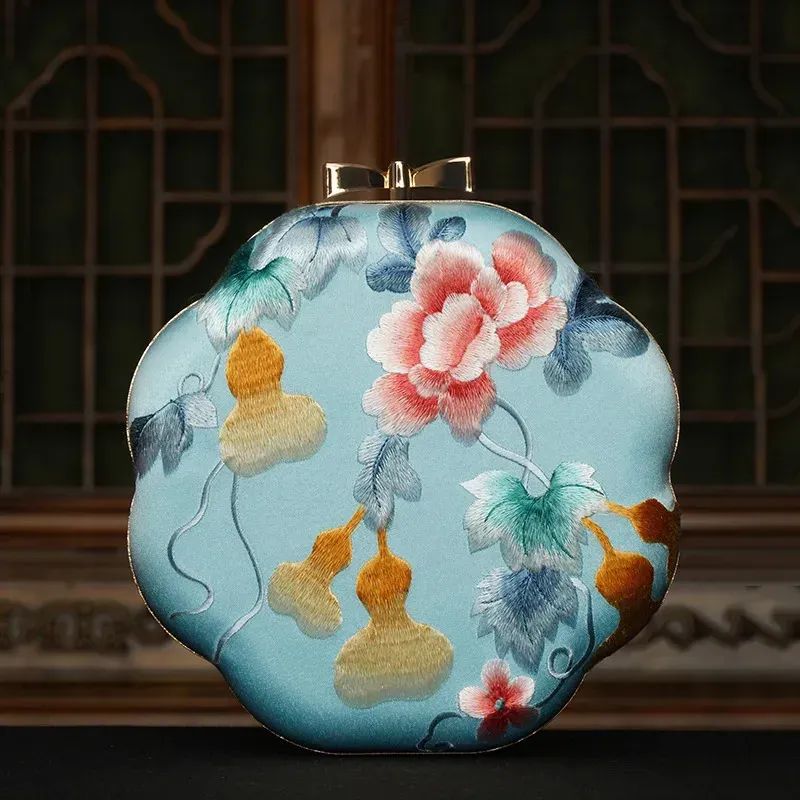 Borsa a tracolla piccola in tessuto di seta e poliestere ricamata, adatta per abbinare Cheongsam, mini borsa da donna 250624_voghion.com