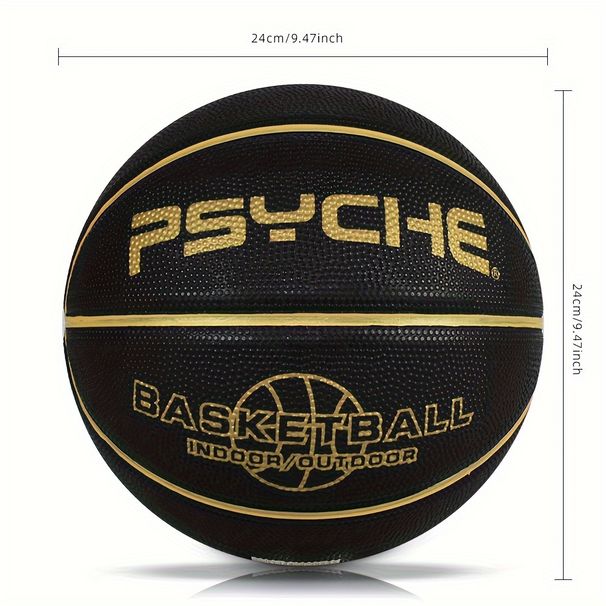Size 7 Rubber Basketball - Durable Non-Slip, Suitable For Indoor And Outdoor Games, Black_voghion.com