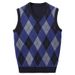 Ärmellose Pullunderweste aus Wollmischung für Herren mit V-Ausschnitt – Klassisches Karo- und Camouflage-Muster, Slim Fit, Freizeitkleidung für den Herbst_voghion.com