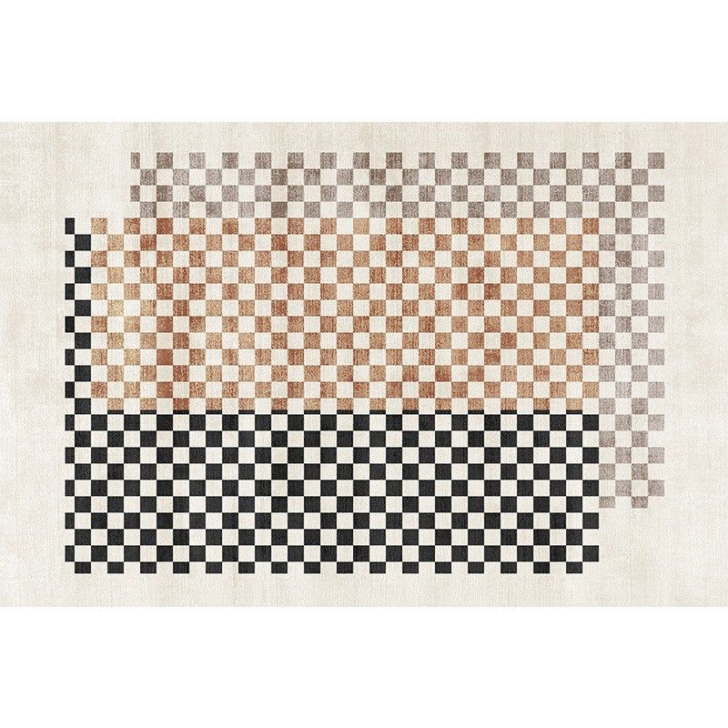Karierter Teppich – Scandi Minimalist Chessboard (Bouclé-Textur, 80 x 120 cm – 200 x 300 cm, neutrale Töne, unverzichtbar für Sofa- und Couchtisch-Styling)_voghion.com