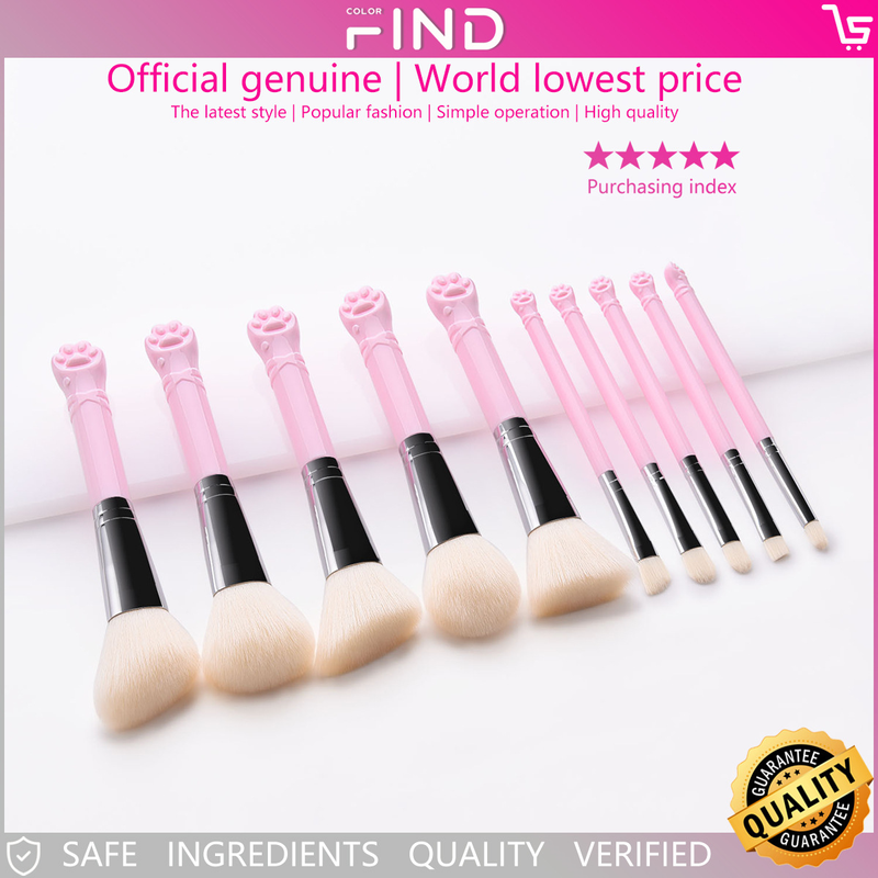 10-teiliges rosa Make-up-Pinselset, Katzenpfotenform, neue professionelle Make-up-Tools FINDCOLOR_voghion.com