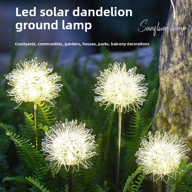 Solar Dandelion Ball LED Home Outdoor Garden Villa Balcony Decoration Ground Lawn Light_voghion.com