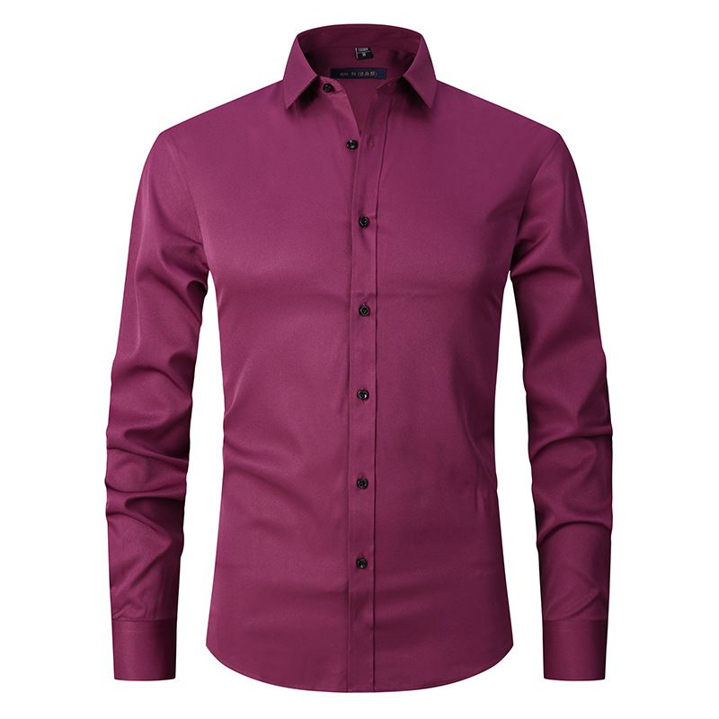 Man's clothing Stretch shirt Men's long-sleeved seamless non-ironing business casual white shirt_voghion.com