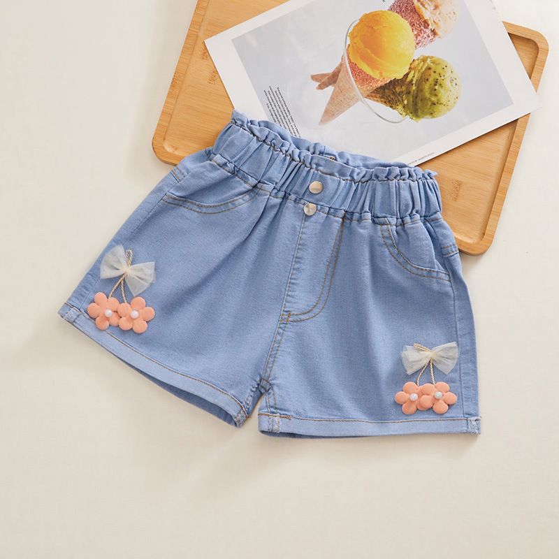 Mother & Kids Girls denim shorts summer 2024 new outerwear pants baby girl summer thin medium and large children's shorts_voghion.com