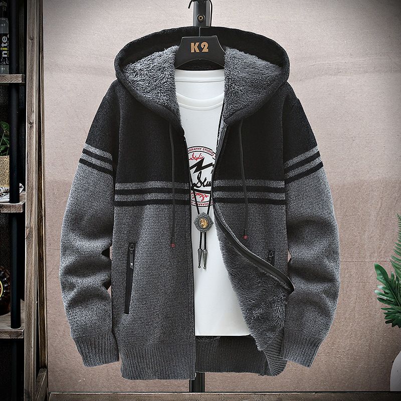 Men's clothing thick warm men's sweater hooded knitwear_voghion.com