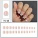 Unhas postiças curtas quadradas francesas - Nude natural e pontas brancas clássicas - Unhas postiças reutilizáveis com kits de cola e adesivos_voghion.com