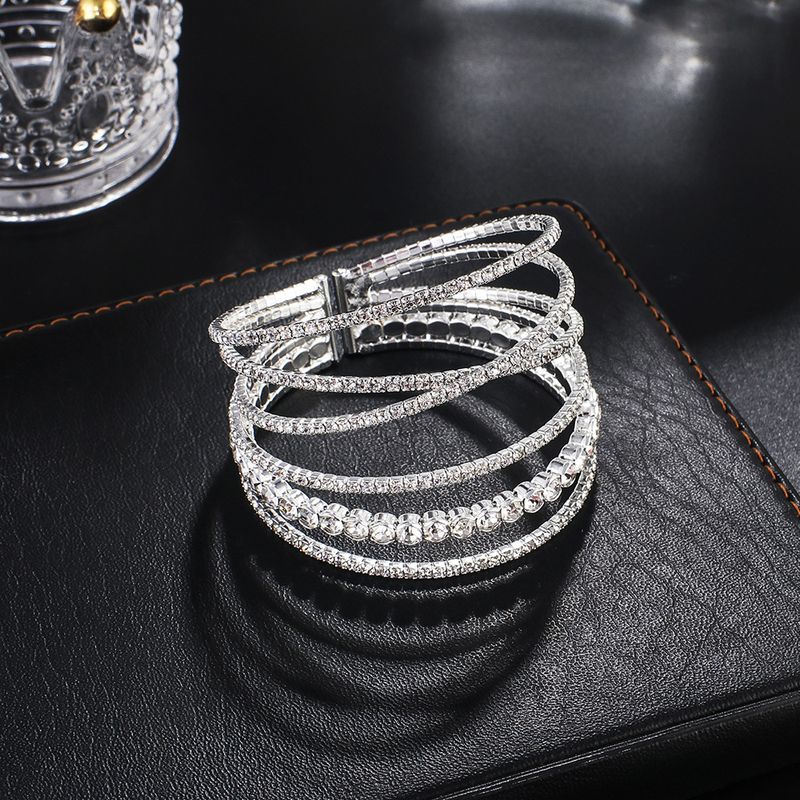 Sieradenset voor dames, mode-sieraden, nieuwe armband met diamantdraad en elastiek, zes rijen, onregelmatige persoonlijkheidsarmband, sieraden_voghion.com
