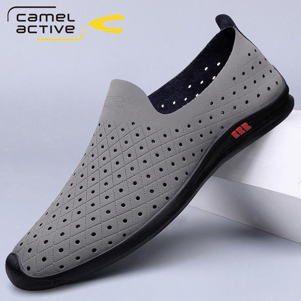 German Camel Dynamic Men's 2024 Summer New Hollow Breathable Genuine Leather Casual Men Comfortable Dad Shoes_voghion.com