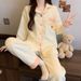 Autumn And Winter Casual Air Cotton Interlayer Thermal Pajamas Women's Loungewear Set_voghion.com