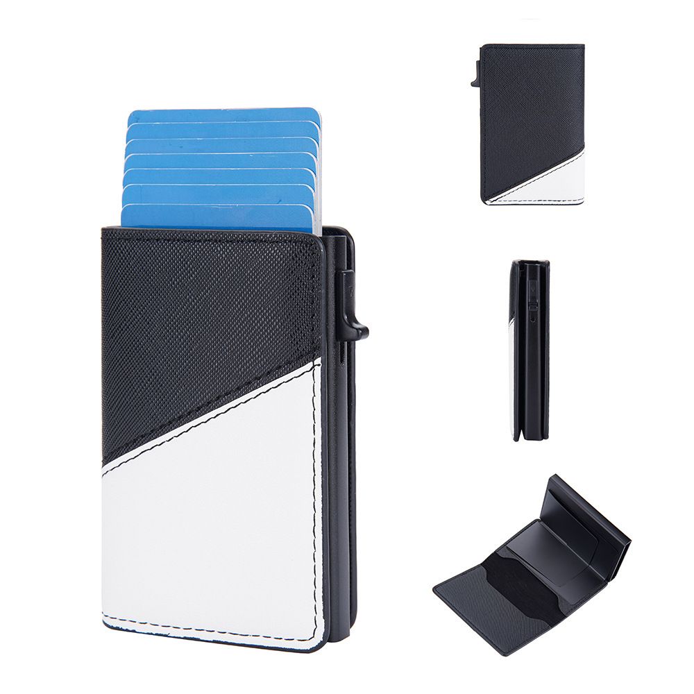 Baellerry's new card bag men's color contrast side push RFID aluminum box card holder neutral thin anti-magnetic card holder_voghion.com