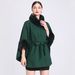 Woolen collar knitted shawl cape lace-up woolen coat women's large size cardigan_voghion.com