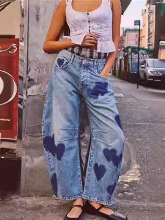 Women's Clothing Spring Casual Loose Mid Waist Tube Shaped Women's Jeans_voghion.com