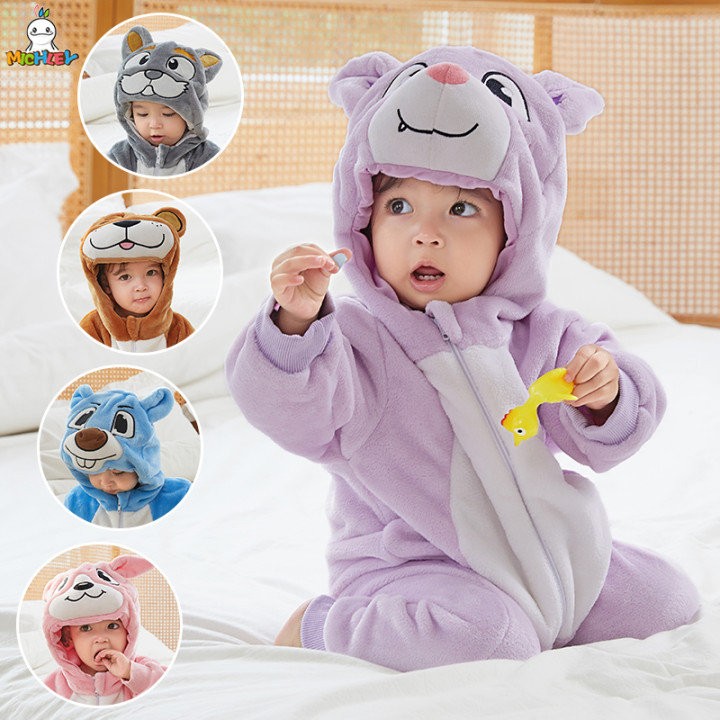 Children's spring and autumn climbing clothes, baby cartoon one-piece clothes, infants and young children flannel climbing_voghion.com