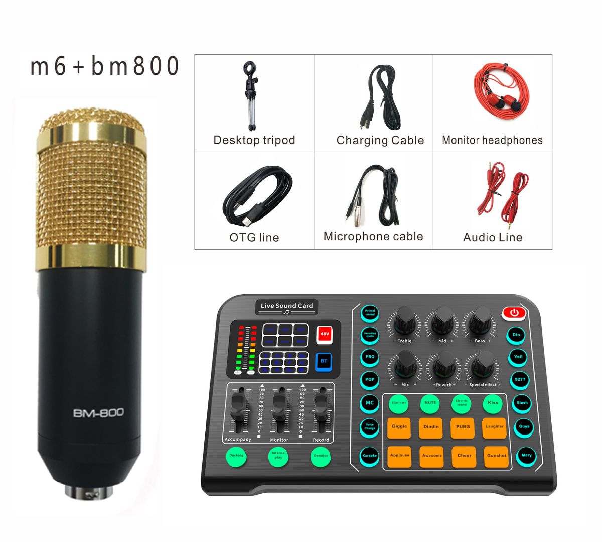 M6-geluidskaart gecombineerd met BM800 Engelse tunerset, universeel en draagbaar voor meerdere platforms in het buitenland_voghion.com