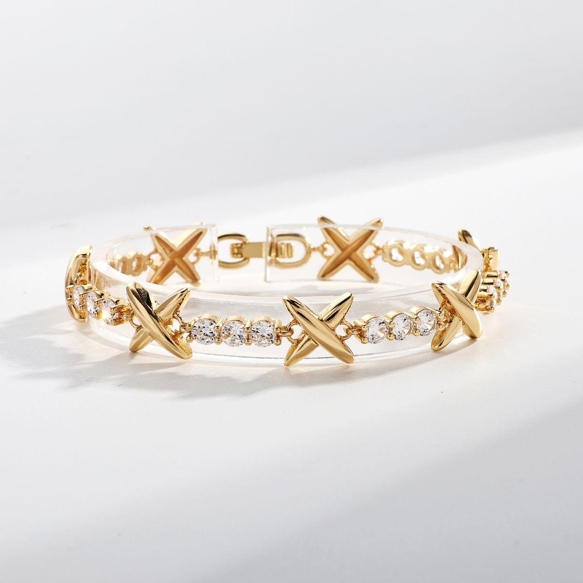 Pulsera de hip-hop ligera, de lujo, con forma de X, de cobre, chapada en oro, punk, circonitas microincrustadas_voghion.com