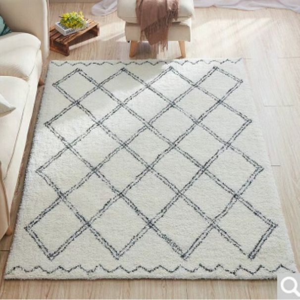 Nordisch gestreifter Polyesterteppich – maschinenwaschbar, rutschfest, weicher Kunstwollteppich für Wohnzimmer und Schlafzimmer (mehrere Größen und Farben)_voghion.com