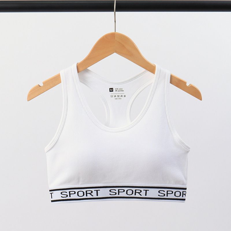 Reggiseno sportivo da donna ad alta resistenza, antiurto, per corsa all'aperto, fitness, modellante, senza anello in acciaio, con lettere, reggiseno con bella schiena_voghion.com