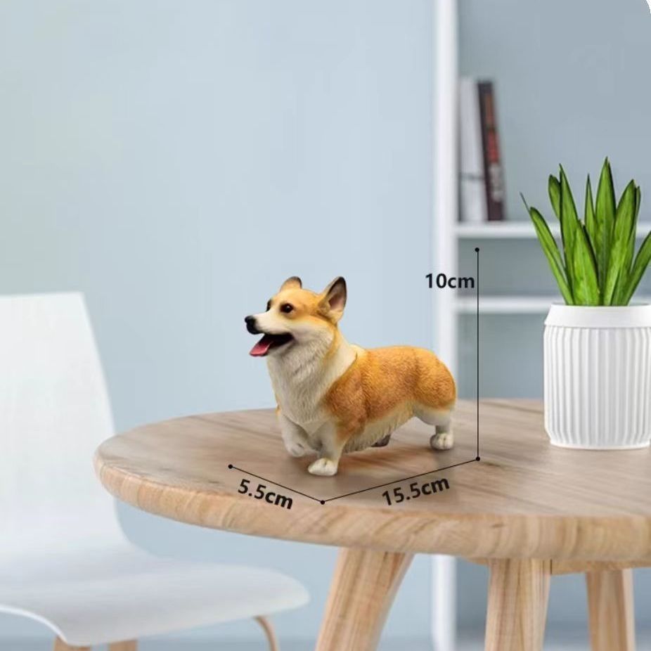 Realistische Corgi-Welpenfigur, niedliche Hunde-Gedenkskulptur, Balkon, Garten, Schreibtischdekoration, Kunstharz, Handwerk_voghion.com