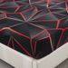 Black & Red Geometric Fitted Sheet - Modern 3D Polyester Bed Cover With Deep Pocket For Twin, Full, Queen & King Mattresses_voghion.com